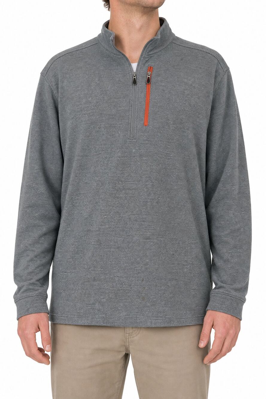 Bolle Men's Gray Quarter Zip Golf Pullover Orange Pocket Size L Country Club